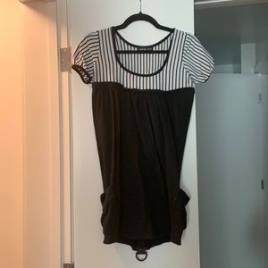 Striped dress with oversized zipper detailing